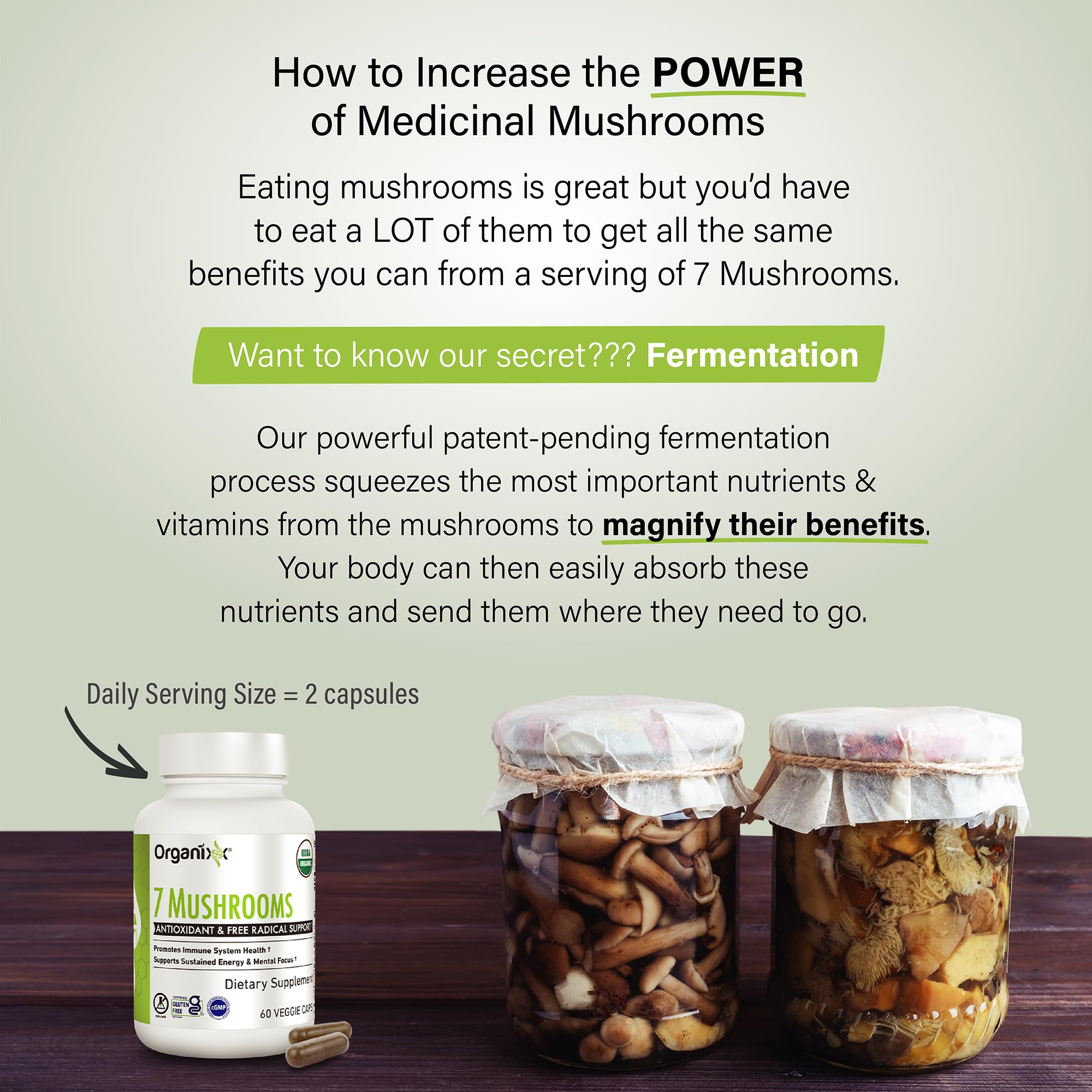 Lions Mane and Shiitake mushrooms featured in Organixx formula