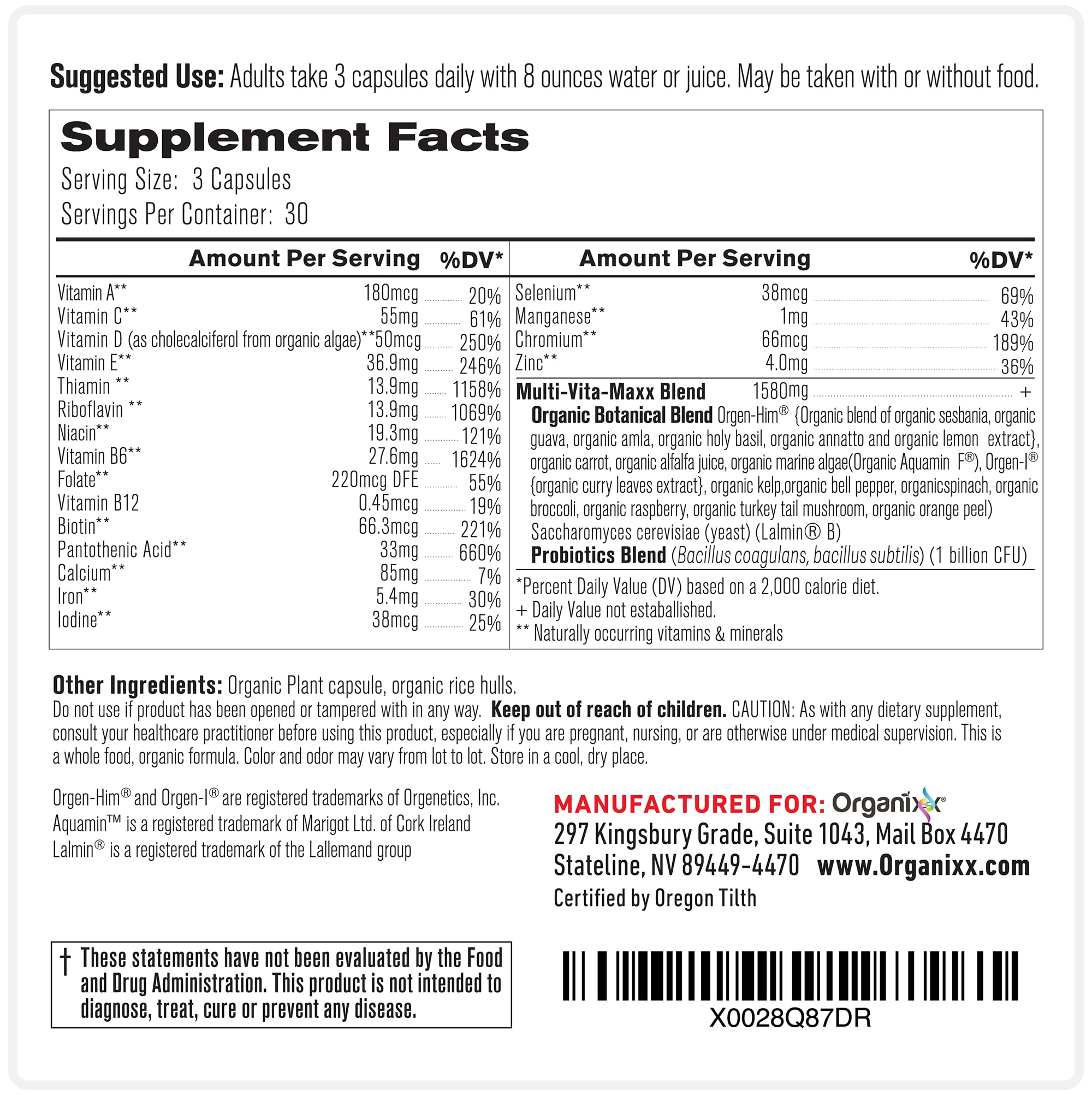 Label highlights 19 vitamins and minerals from organic superfoods