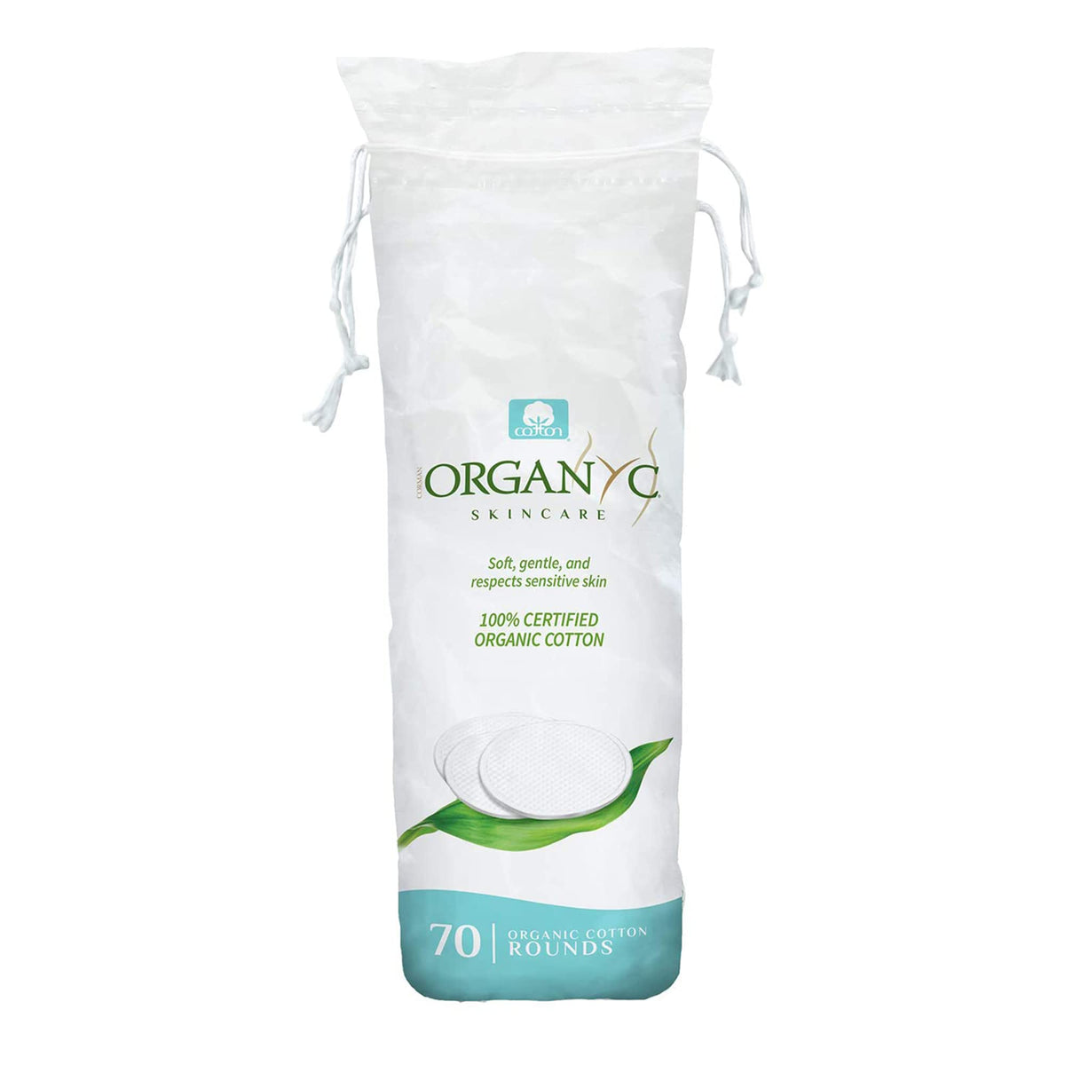 Organyc 70-count organic cotton rounds packaging