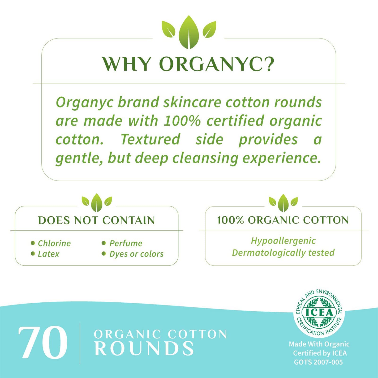 Close-up of Organyc 100% organic cotton rounds
