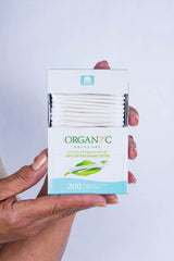 Swabs showing natural cotton fibers