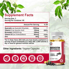Softgels close-up of ORGEUOS Quercetin 1000mg with Bromelain