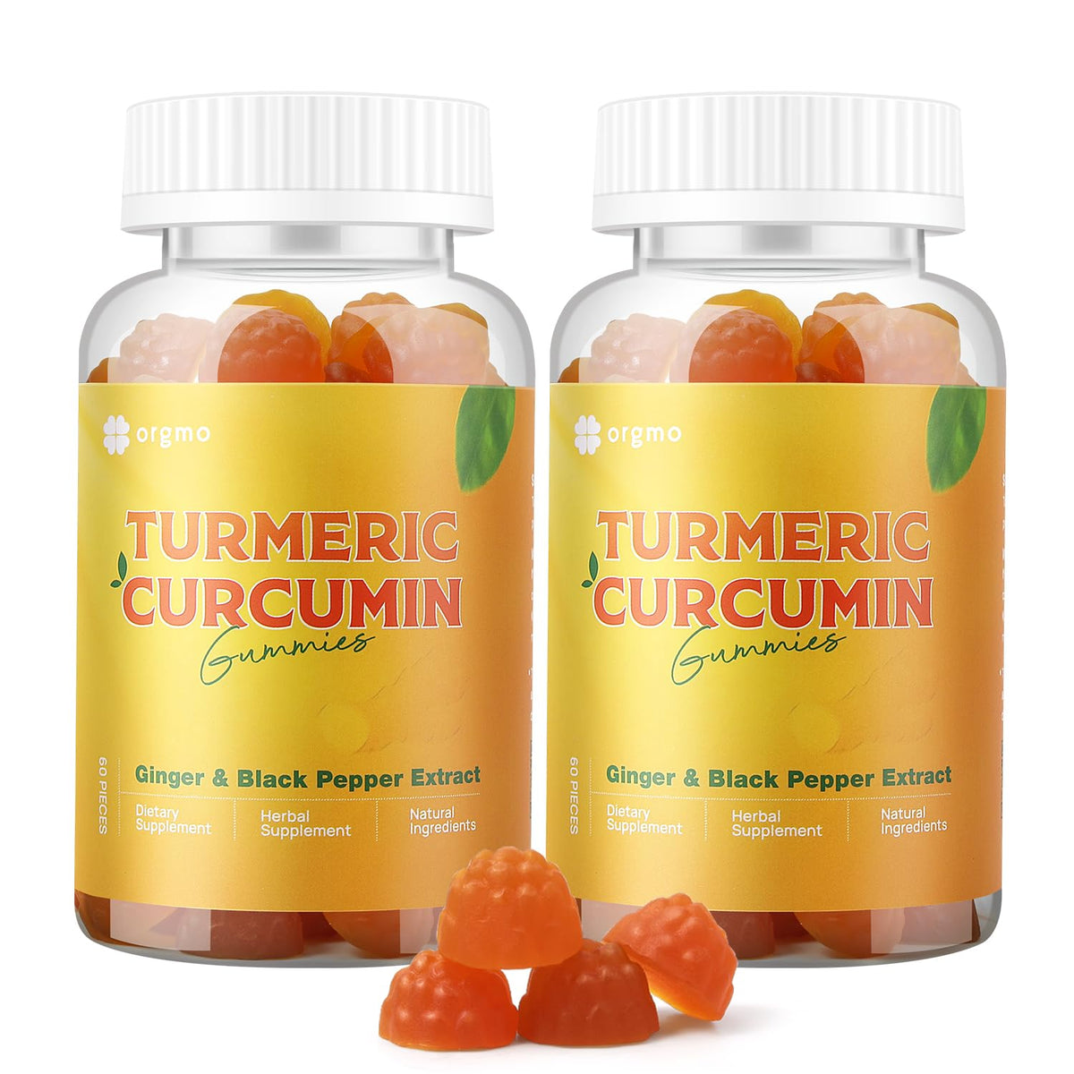 ORGMO Turmeric Curcumin Gummies 2-pack front view