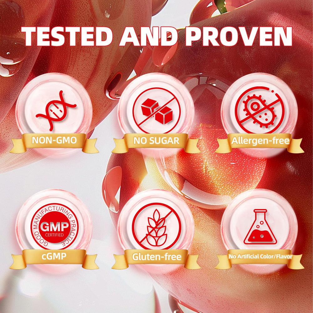 Close-up of gummy texture and peach flavor