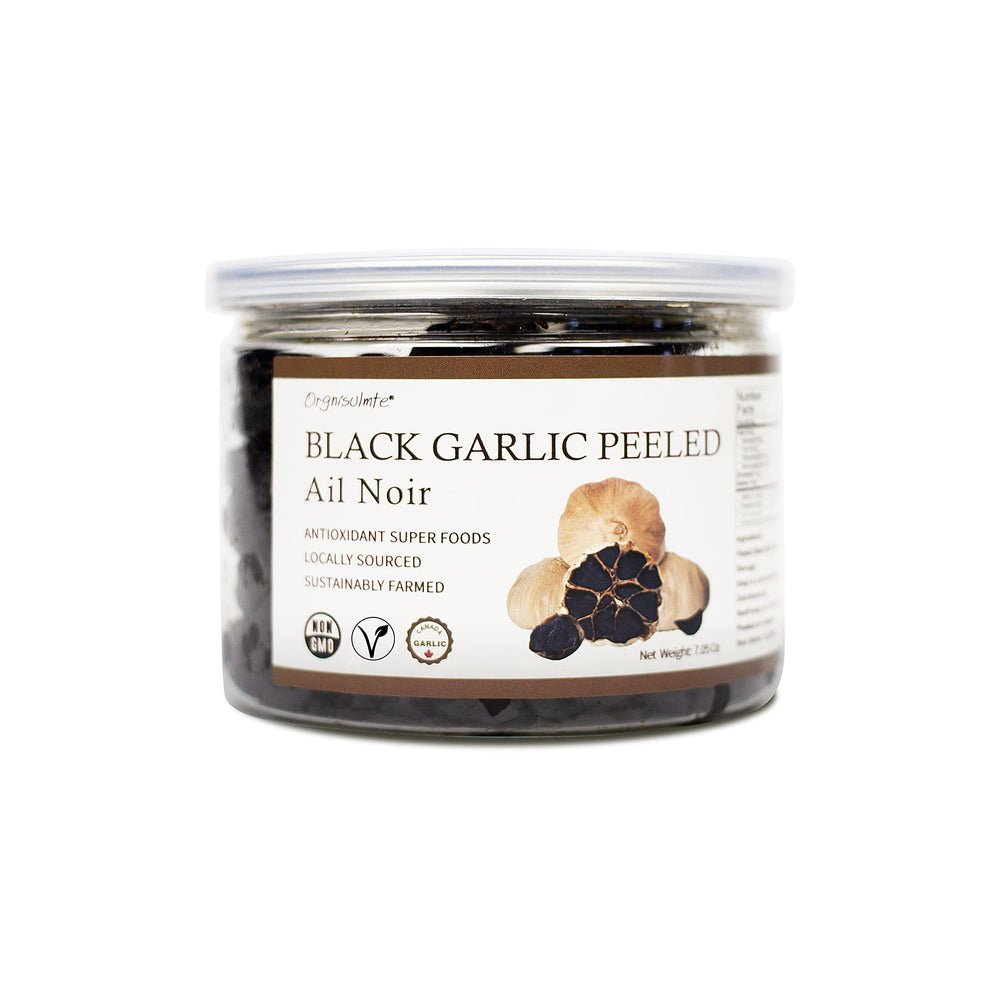 Peeled black garlic from Canada during fermentation process