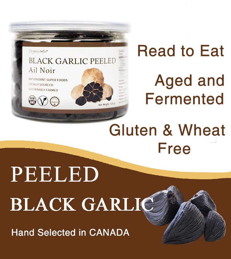 Ready-to-eat peeled black garlic cloves in 7.05 oz package