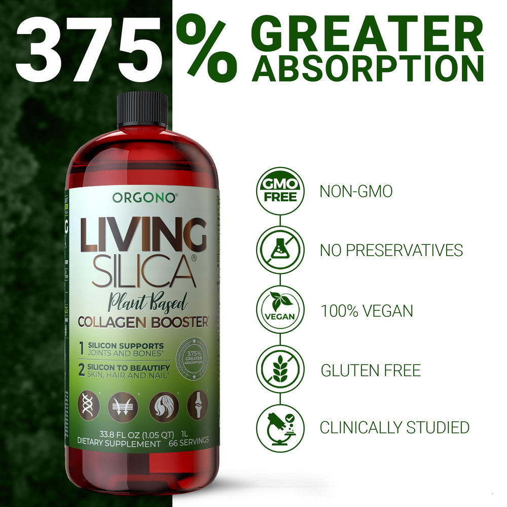 Graphic illustrating high silica absorption of Orgono Living Silica