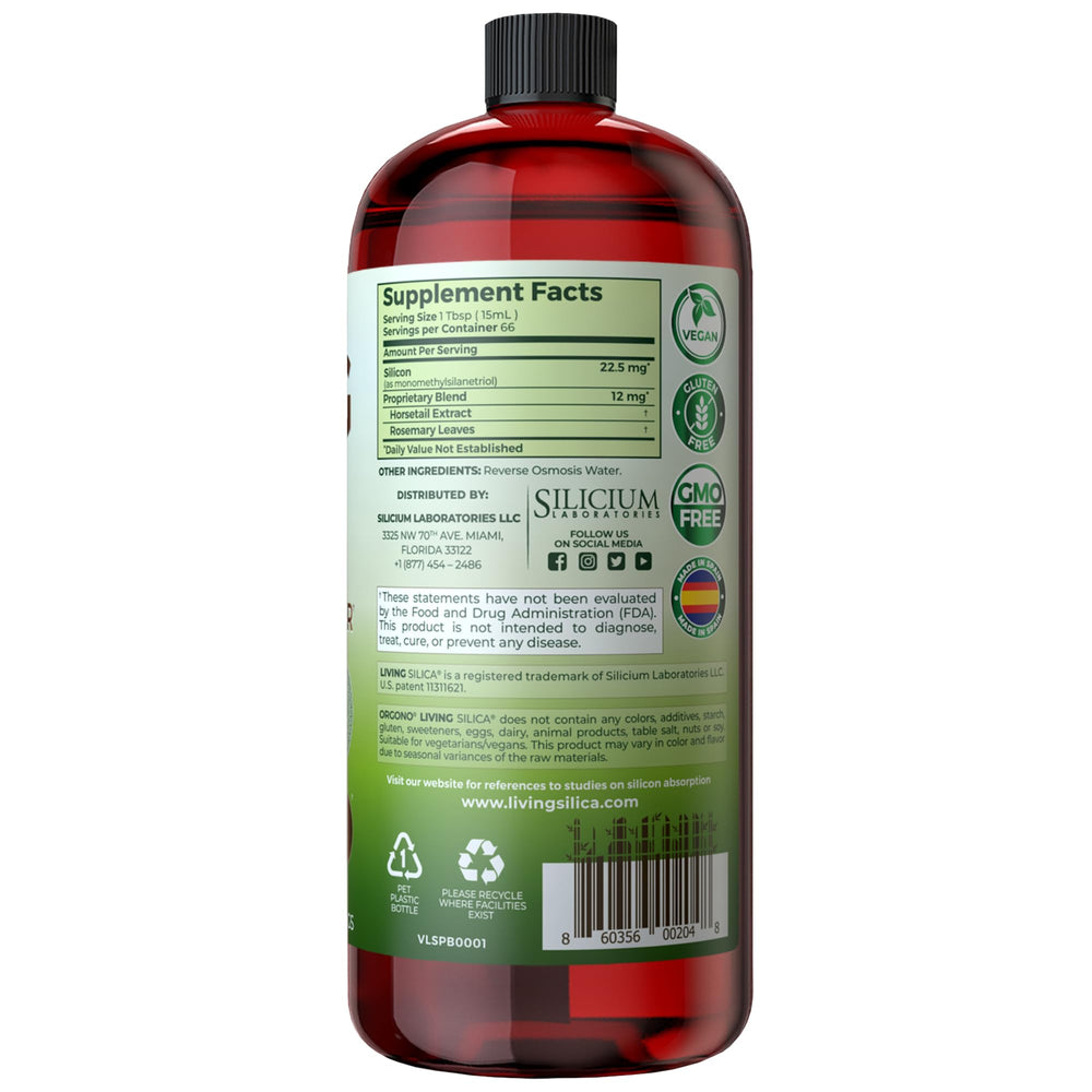 Horsetail extract label for Orgono Living Silica
