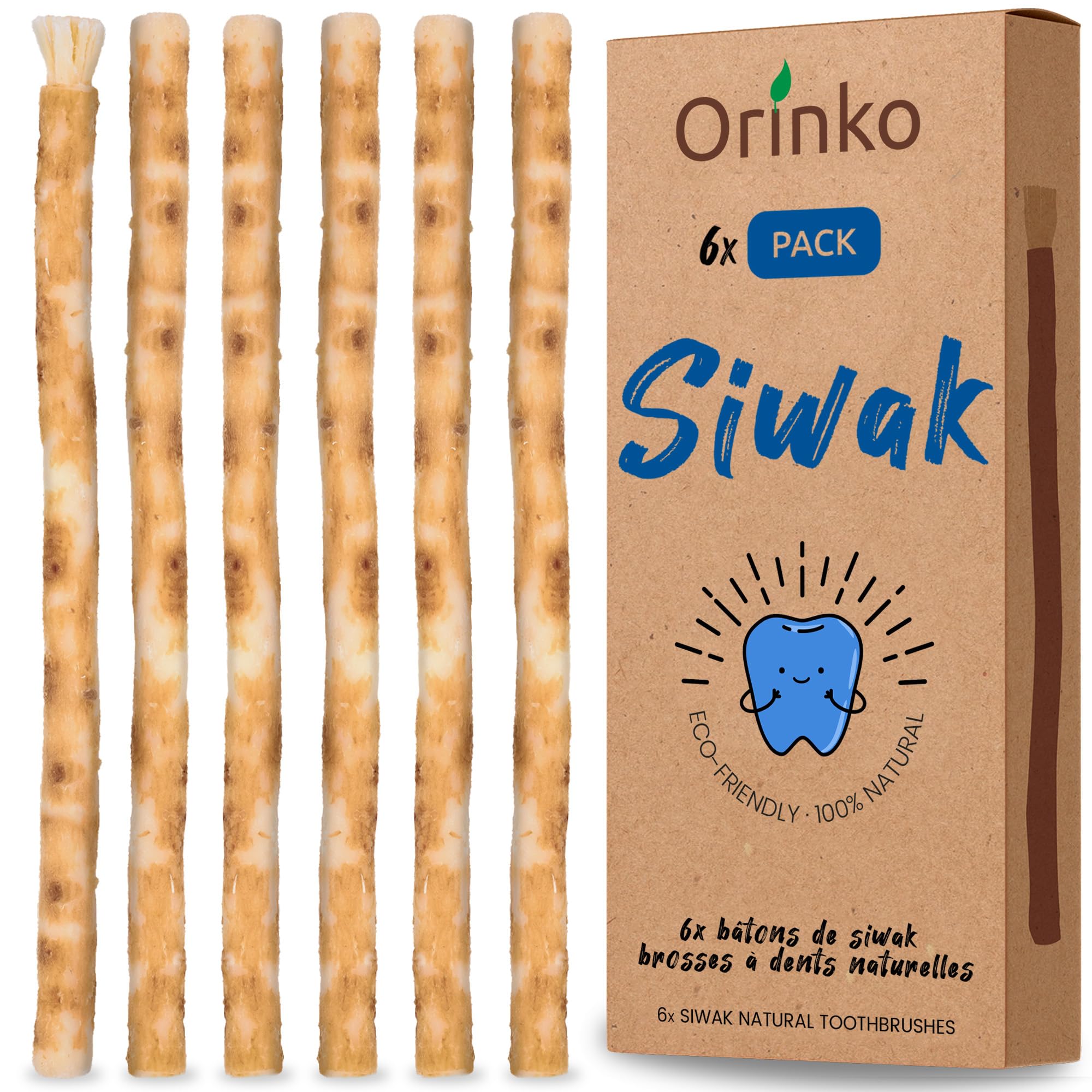 Orinko 6 Miswak sticks for teeth whitening and brushing