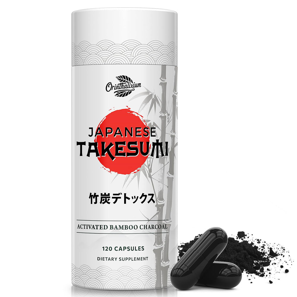 Front view of Orinthalixium Takesumi Activated Charcoal 2000mg bottle