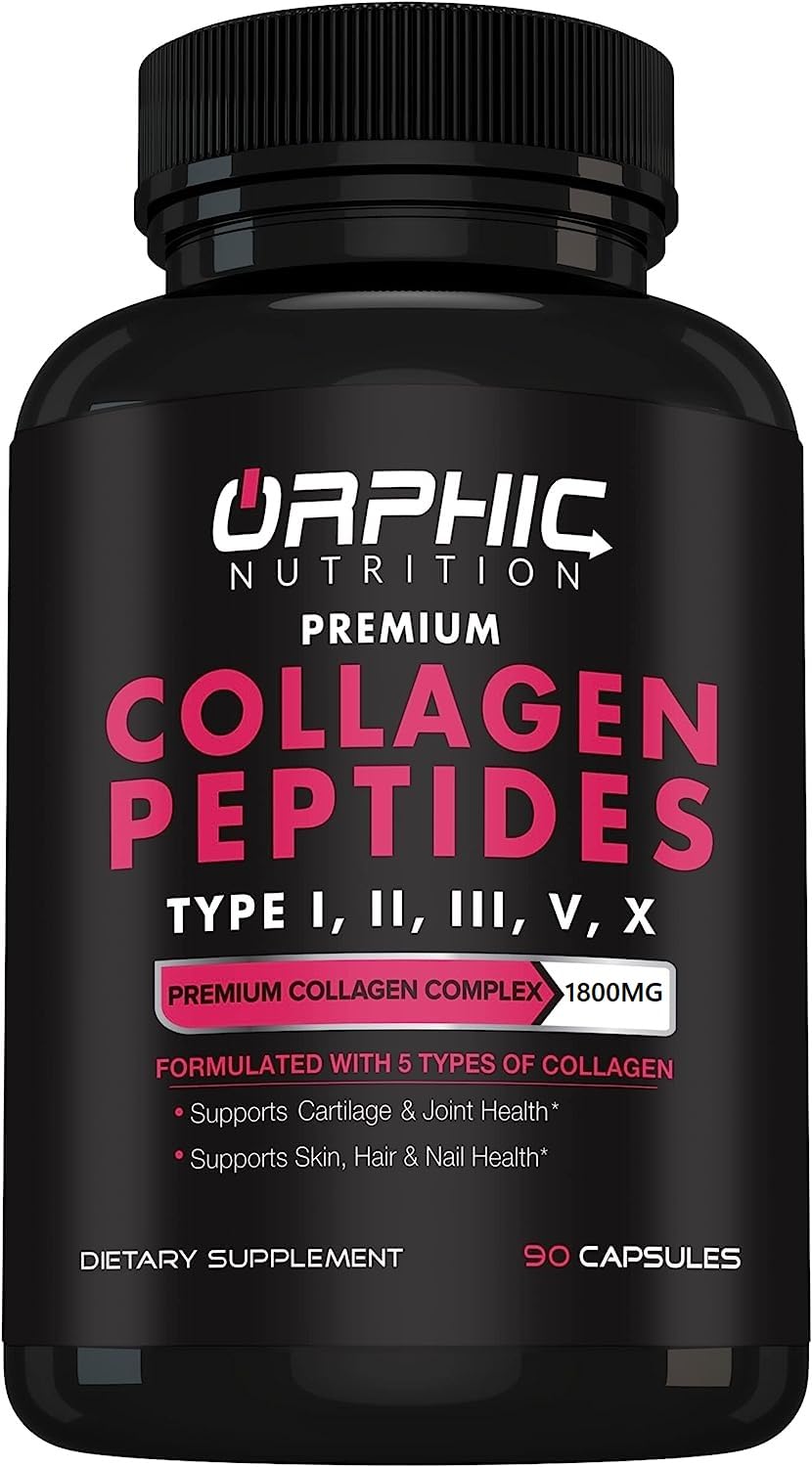 Orphic Nutrition Collagen Peptides Capsules bottle for Women, 90 capsules