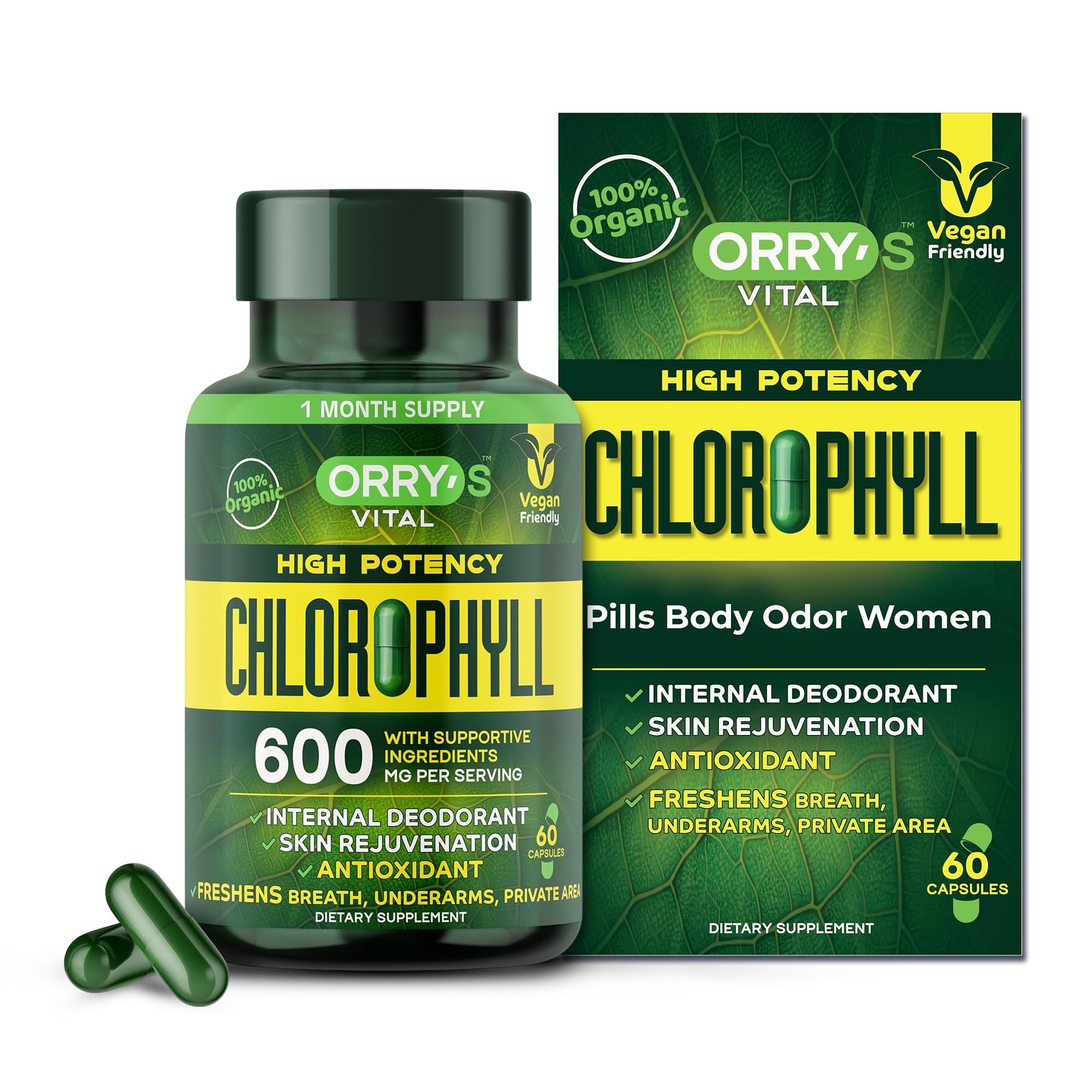 Orry's Vital Chlorophyll 600 mg bottle