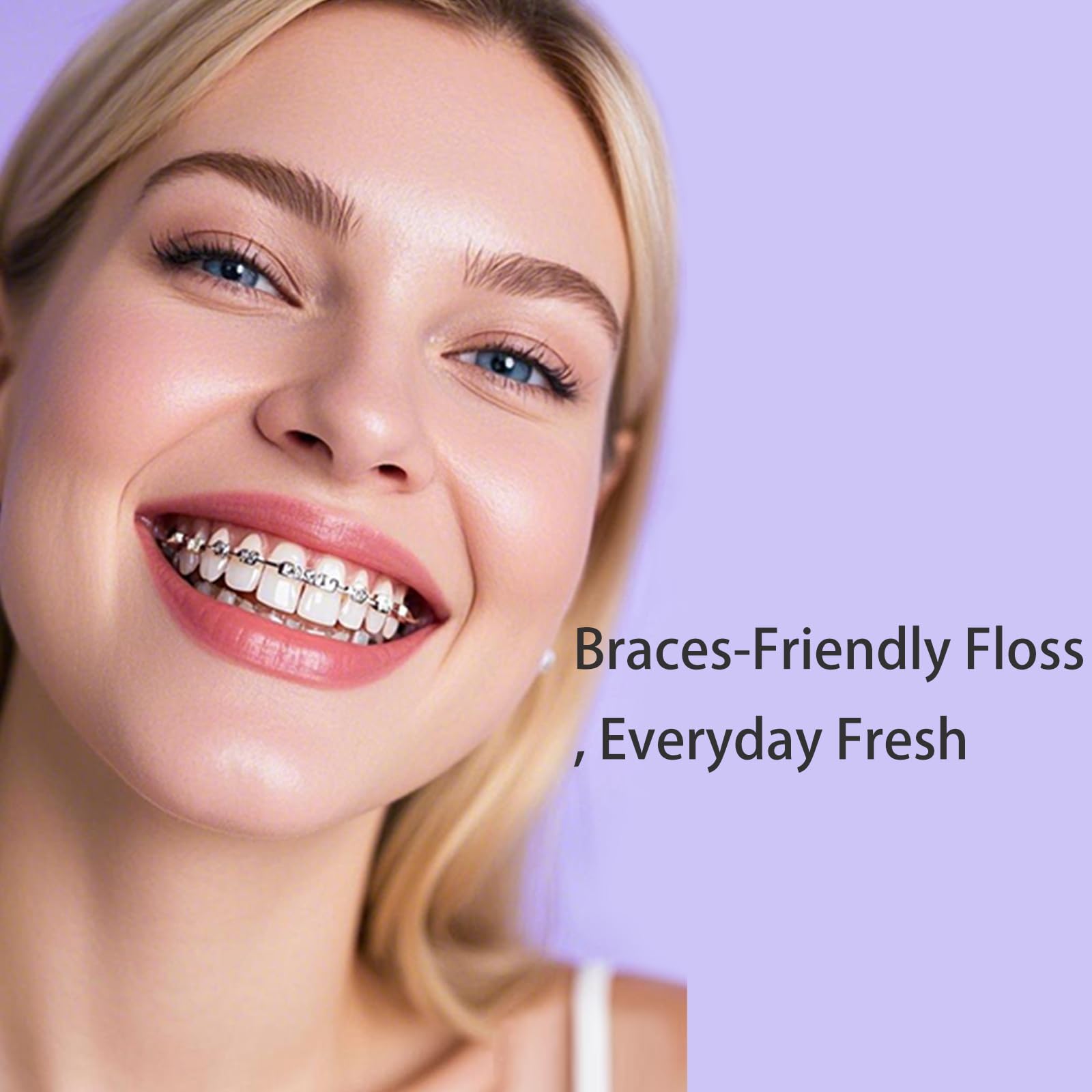 Floss sticks glide under a braces arch wire