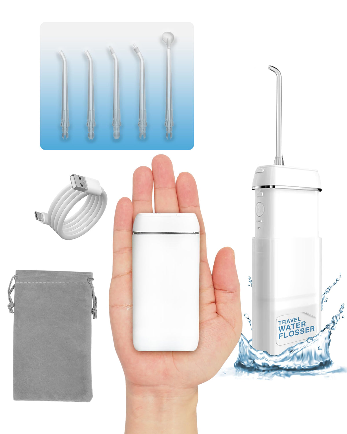Ortho Water Flosser cordless collapsible unit