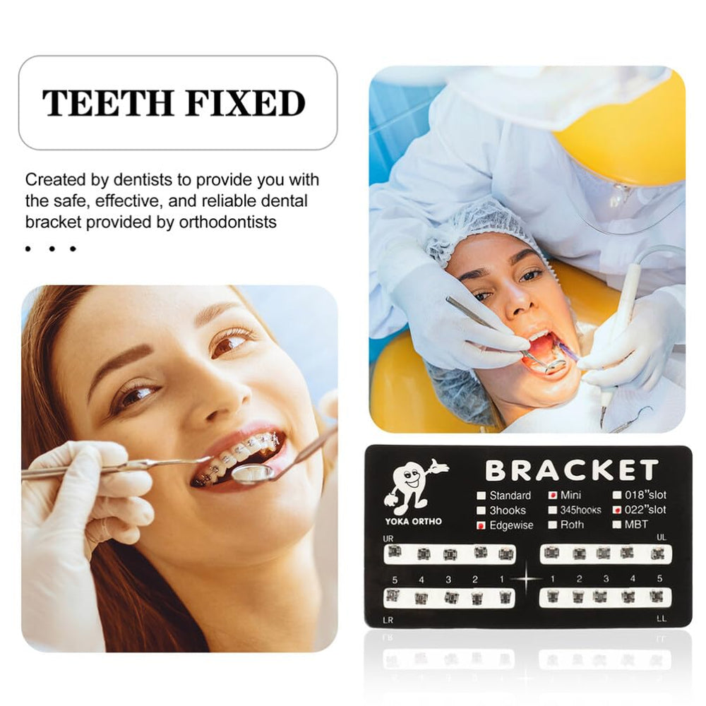 Orthodontic brackets close-up stainless steel with hooks