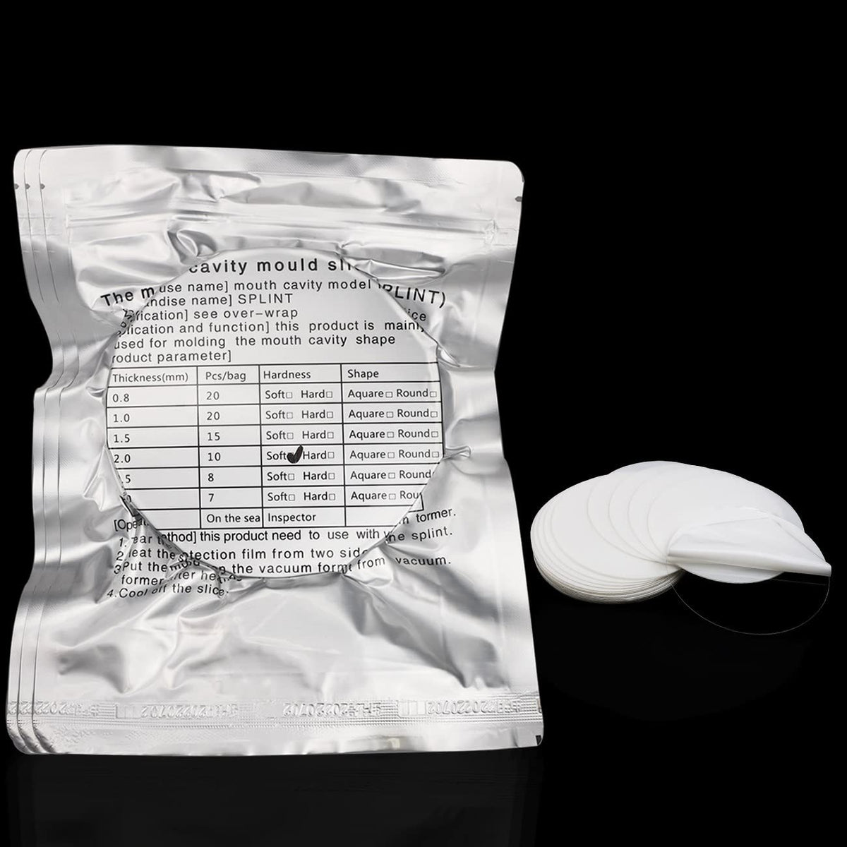 Round vacuum forming splint sheet in 0.8 mm thickness for dental lab