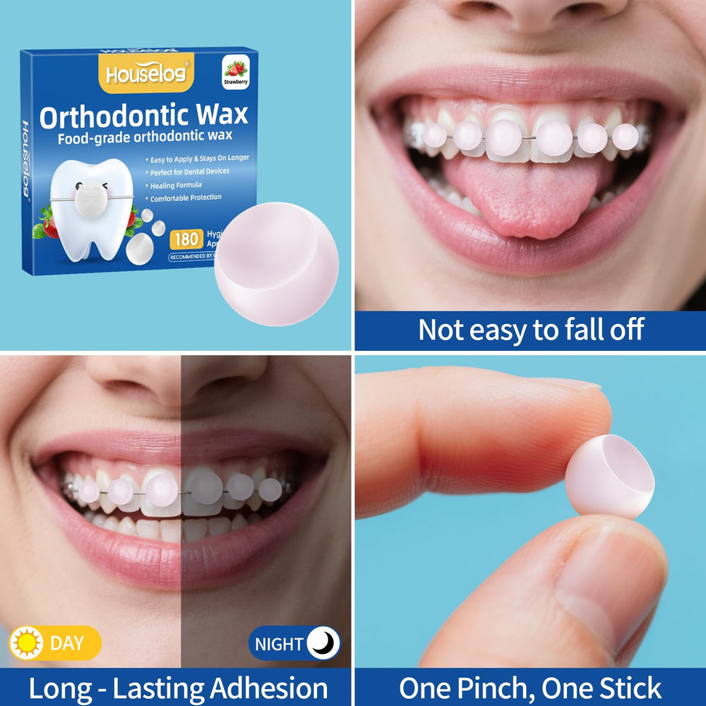 Applying orthodontic wax to braces by pinching and pressing