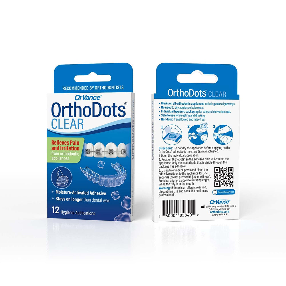OrthoDots used with braces and clear aligners for pain relief