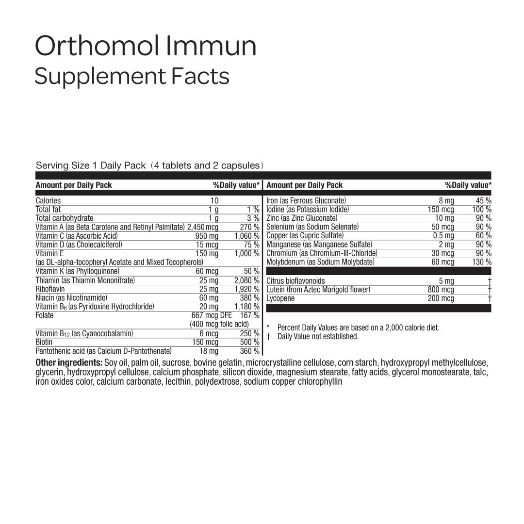 Orthomol Immun tablets and packaging
