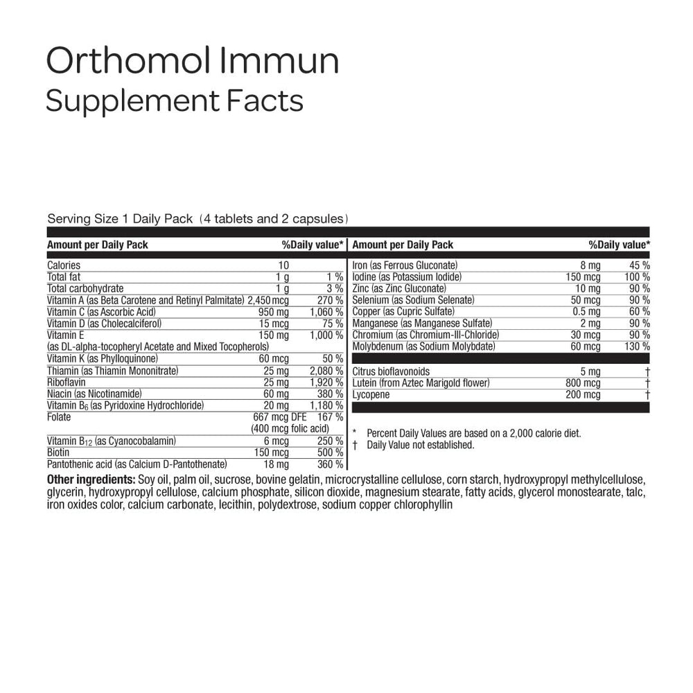Orthomol Immun tablets and packaging