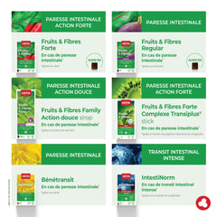 Nutrition facts label for Ortis Fruits & Fibres Regular 24 Cubes