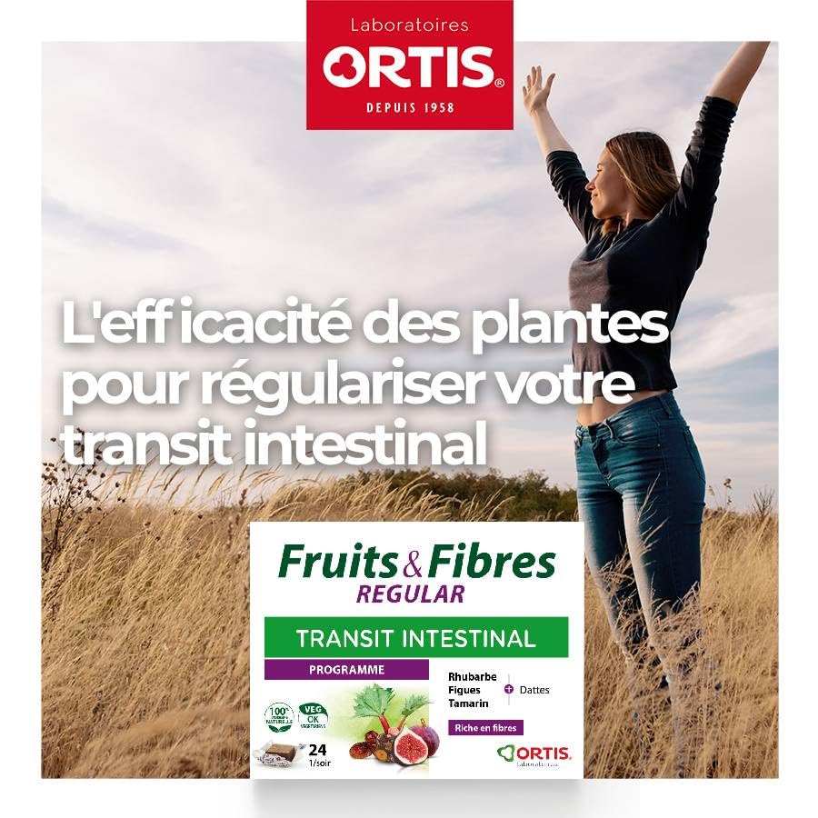 Box of Ortis Fruits & Fibres Regular 24 Cubes with cubes