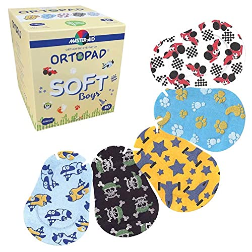 Ortopad Soft Bamboo Boys Eye Patches, Junior Size (0-2 yrs), 50 patches per box, textured accents