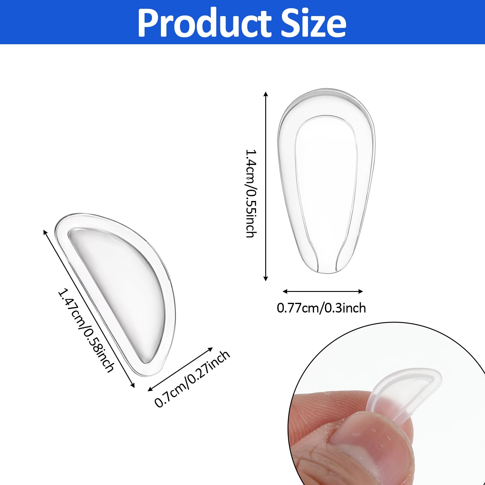 Air bag design nose pads for comfort and secure fit
