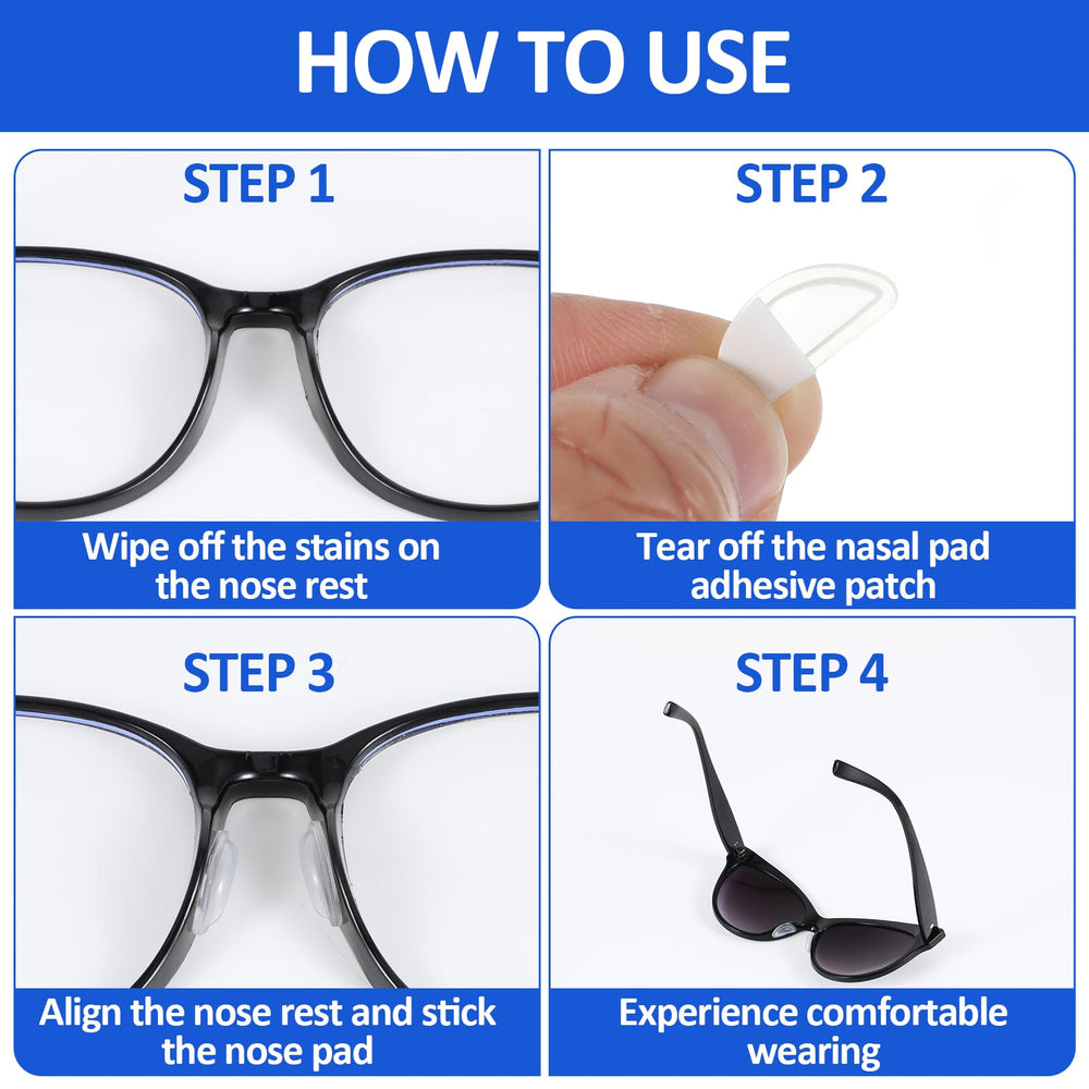Includes 20 pairs of clear nose pads