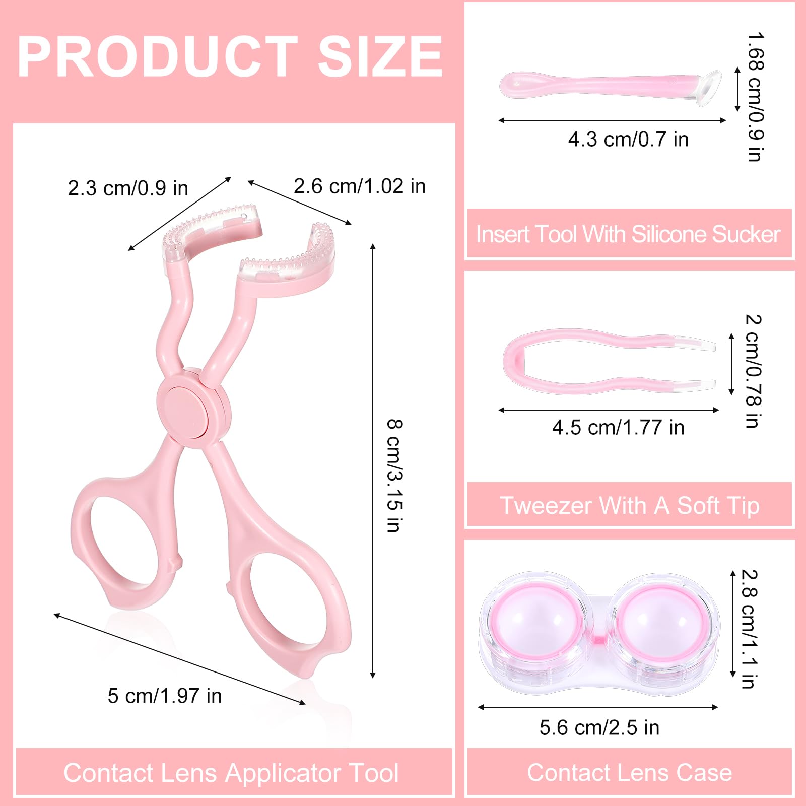Close-up of eye opener for contacts included in the kit