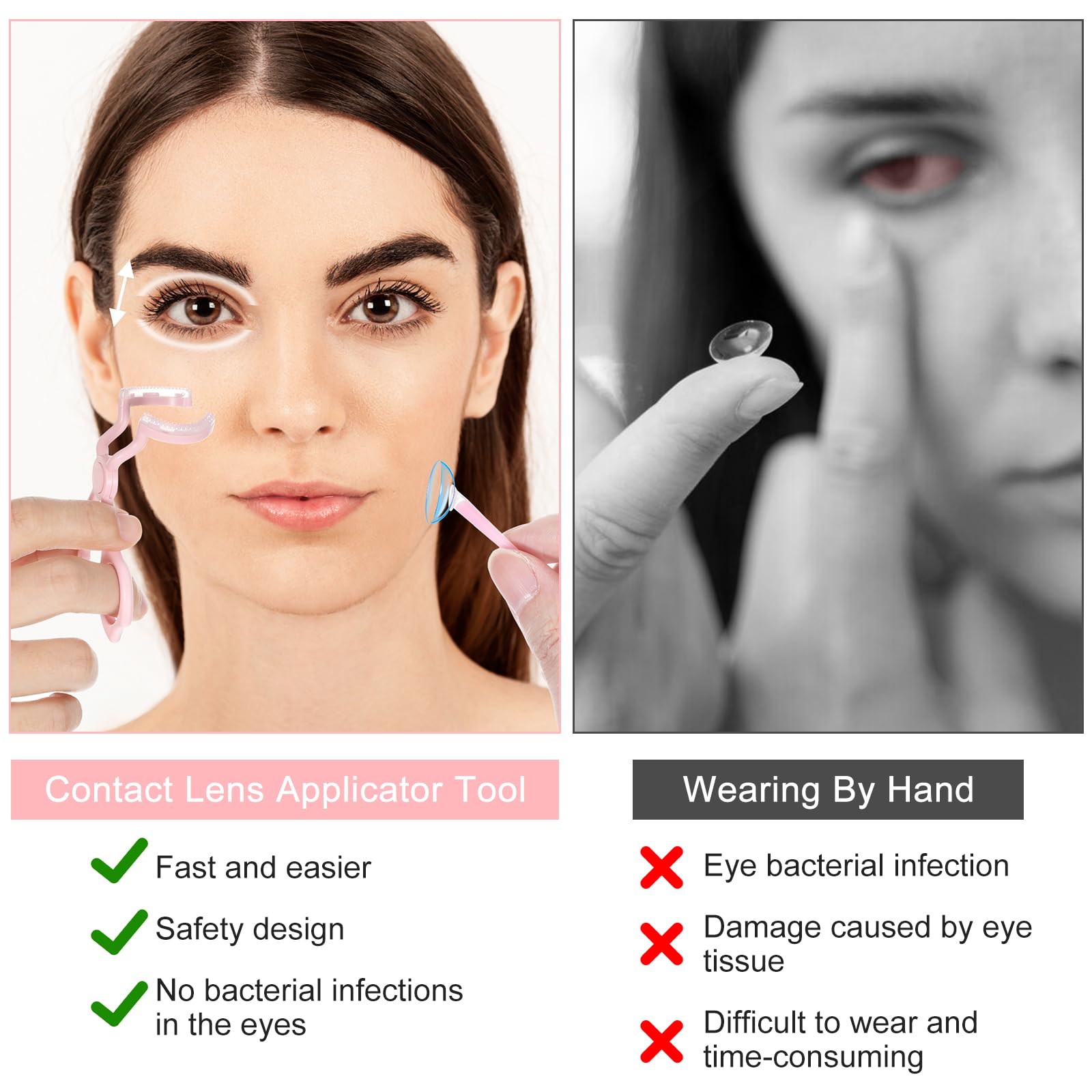 Ergonomic handle design of the eye contact applicator