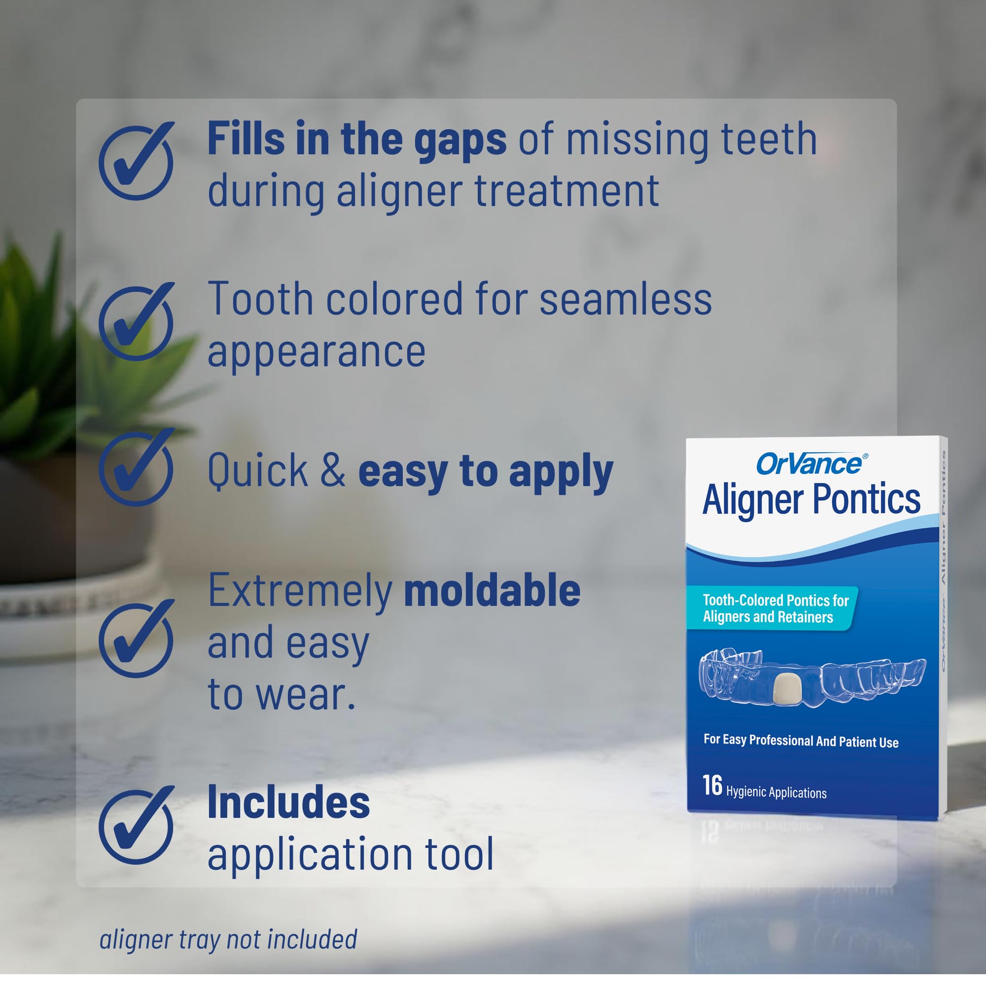 Invisalign aligner with Pontics inserted on model