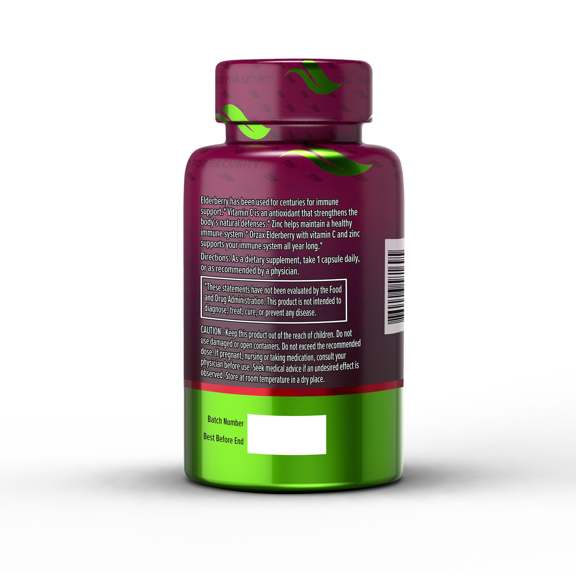 Top view of ORZAX Elderberry Capsules bottle