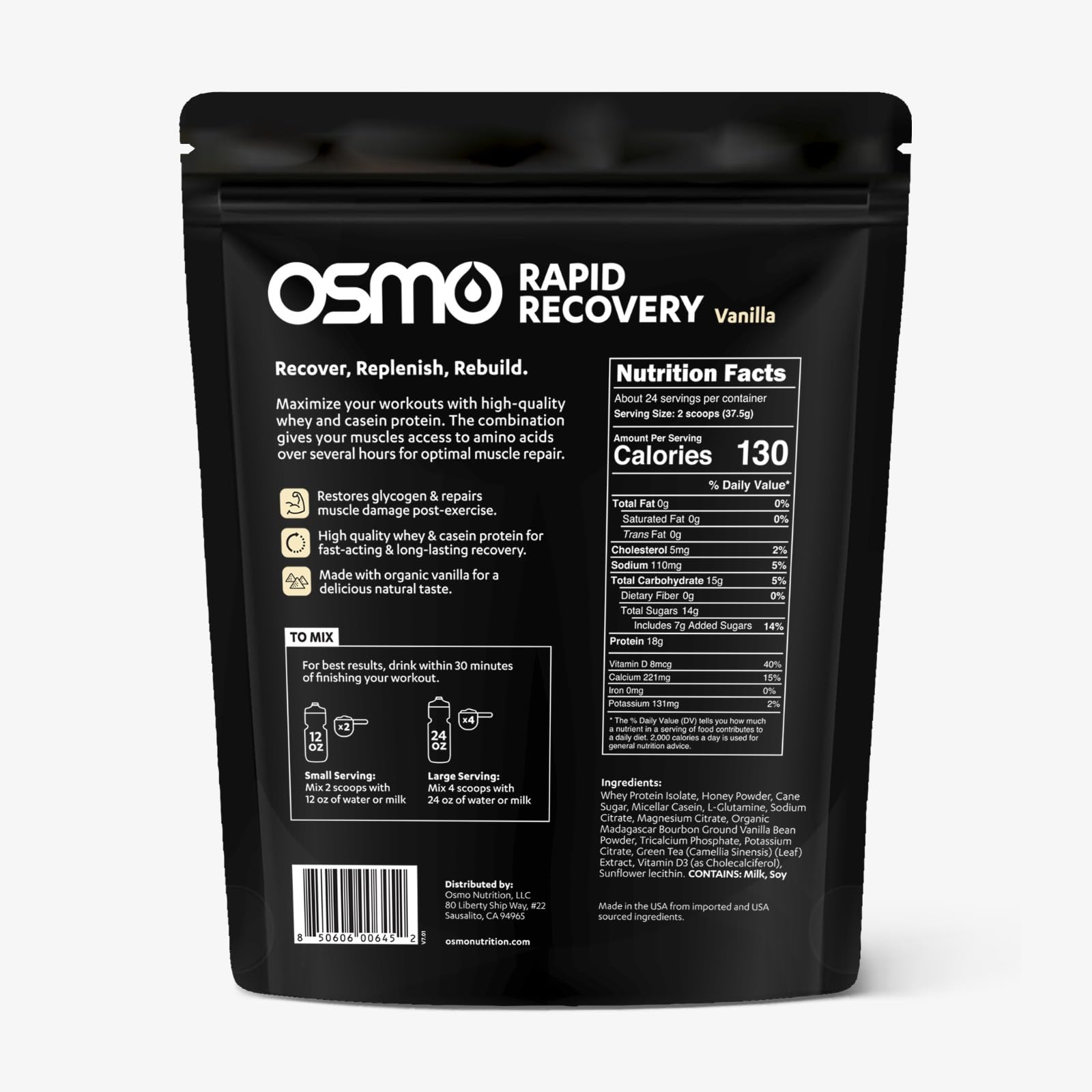 Serving suggestion for Osmo Rapid Recovery vanilla