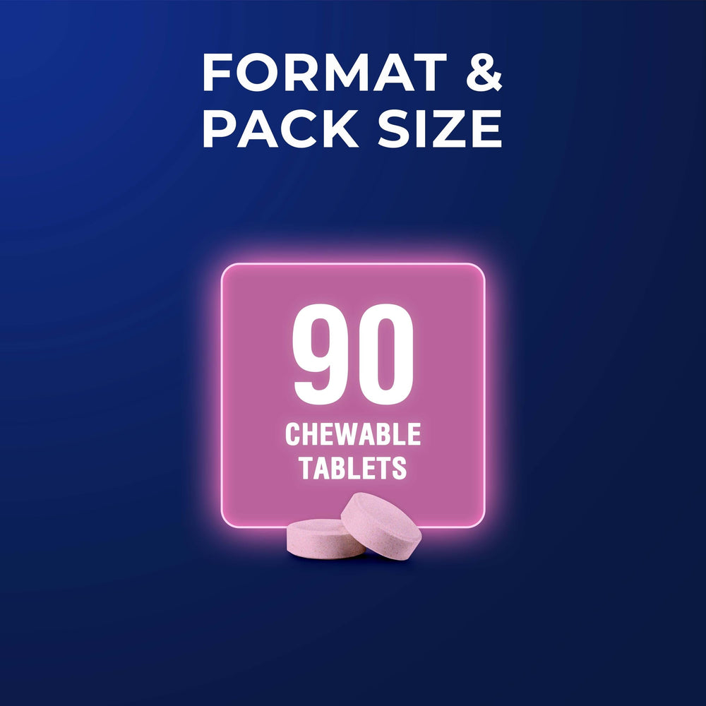 Assorted Ostelin Berry flavor chewable tablets on white background