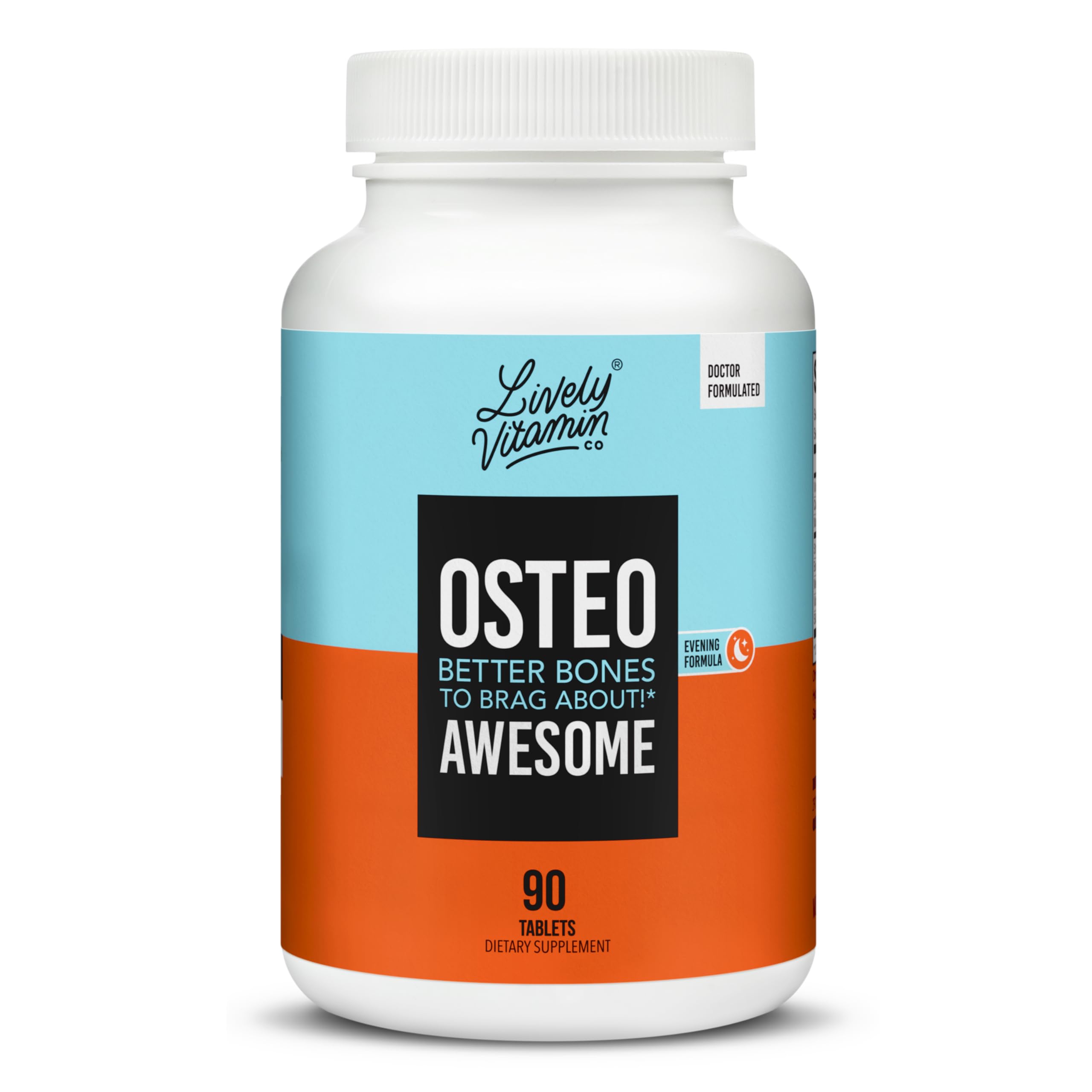 Osteo Awesome bottle and capsules on a clean background