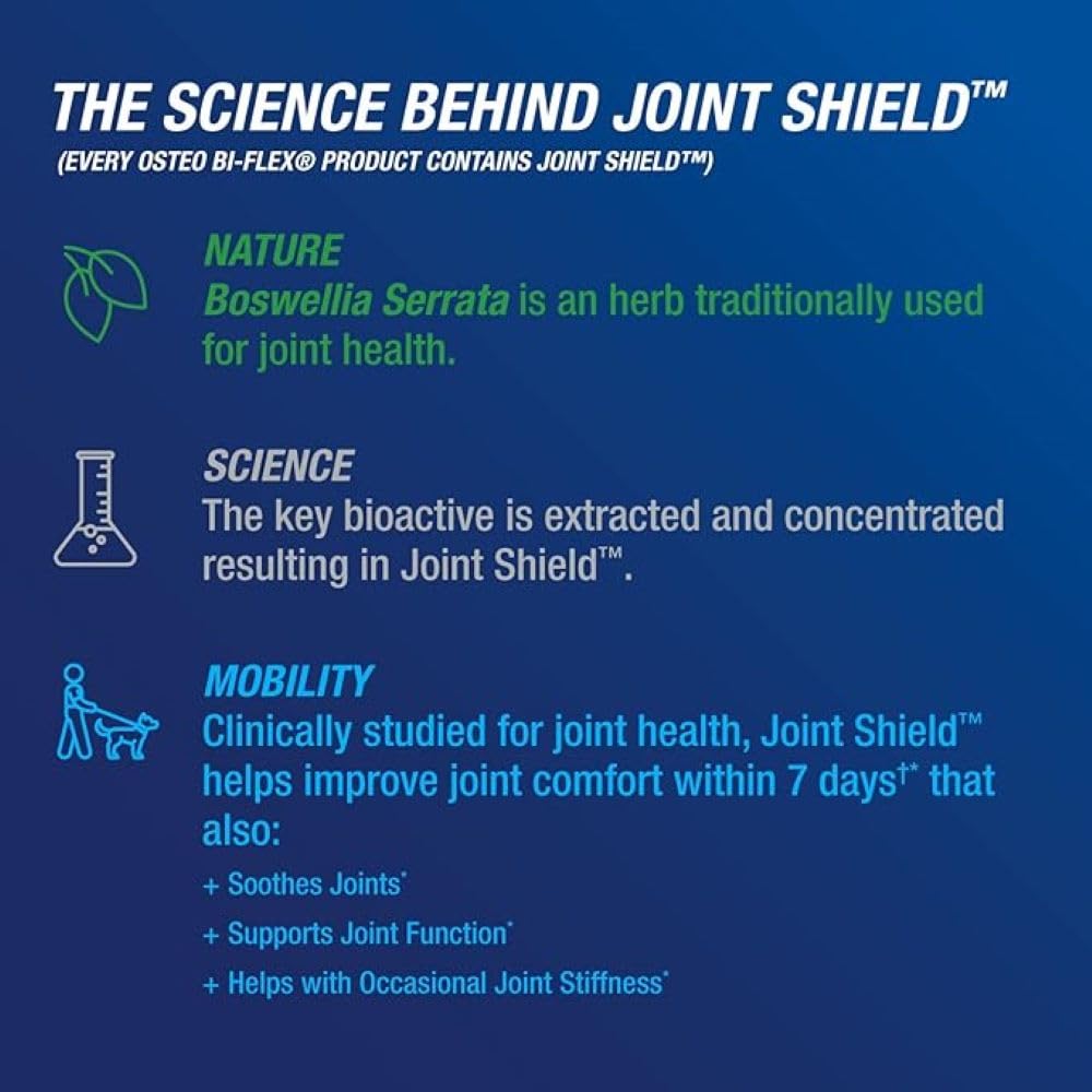 Osteo Bi-Flex bottle pour demonstrates easy daily dosing for joints.