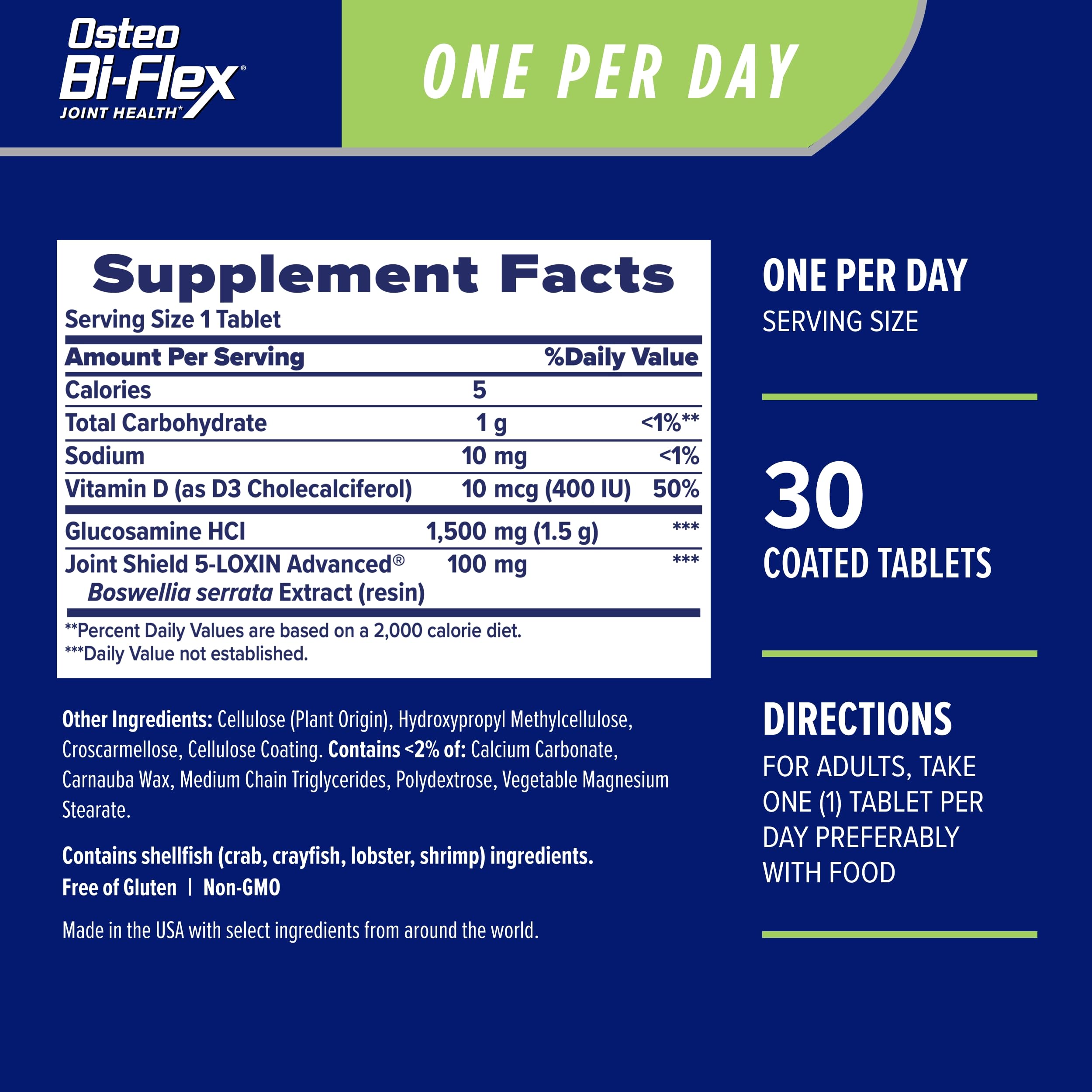 Glucosamine and chondroitin tablets for joint health