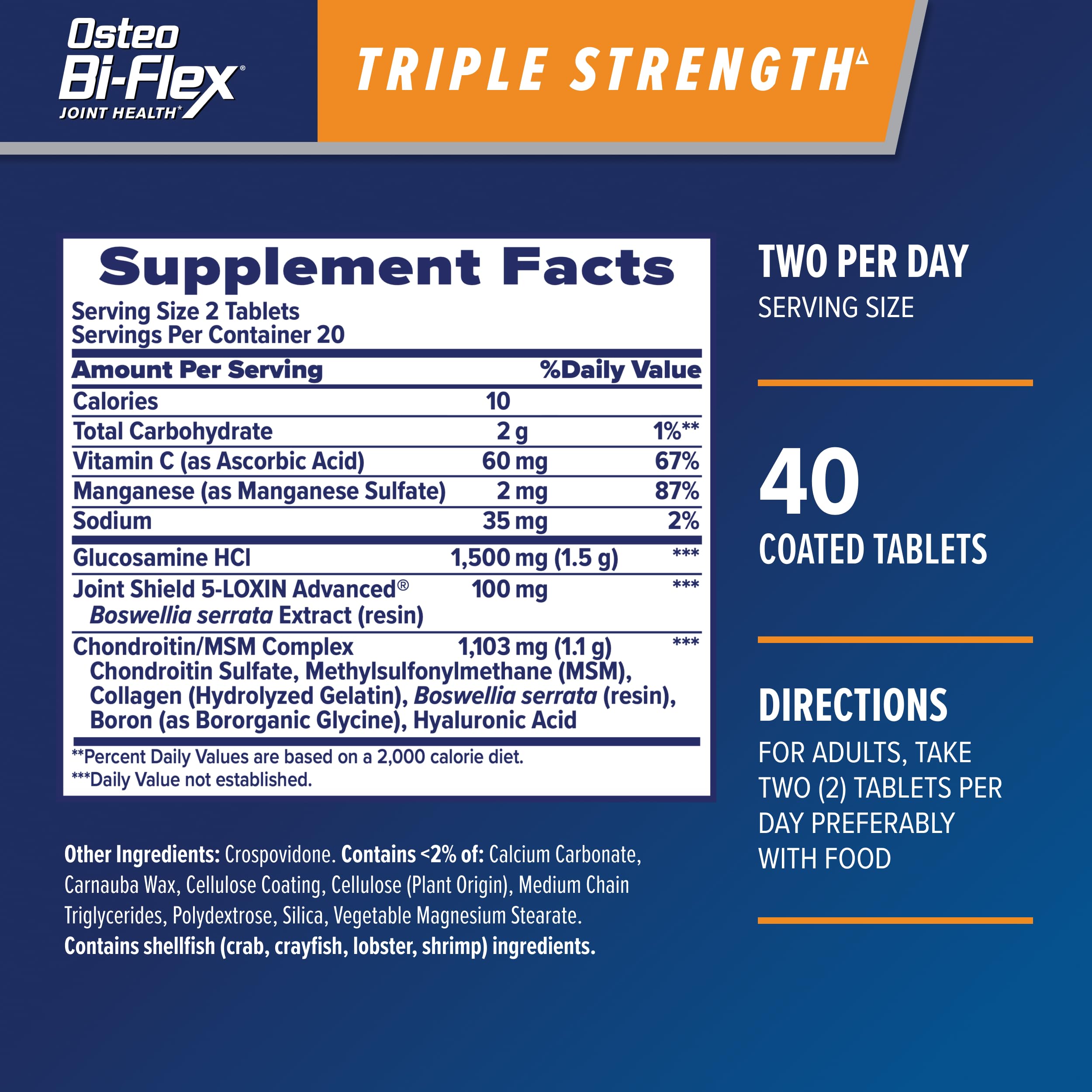 Osteo Bi-Flex Triple Strength(5) 40-count bottle side view