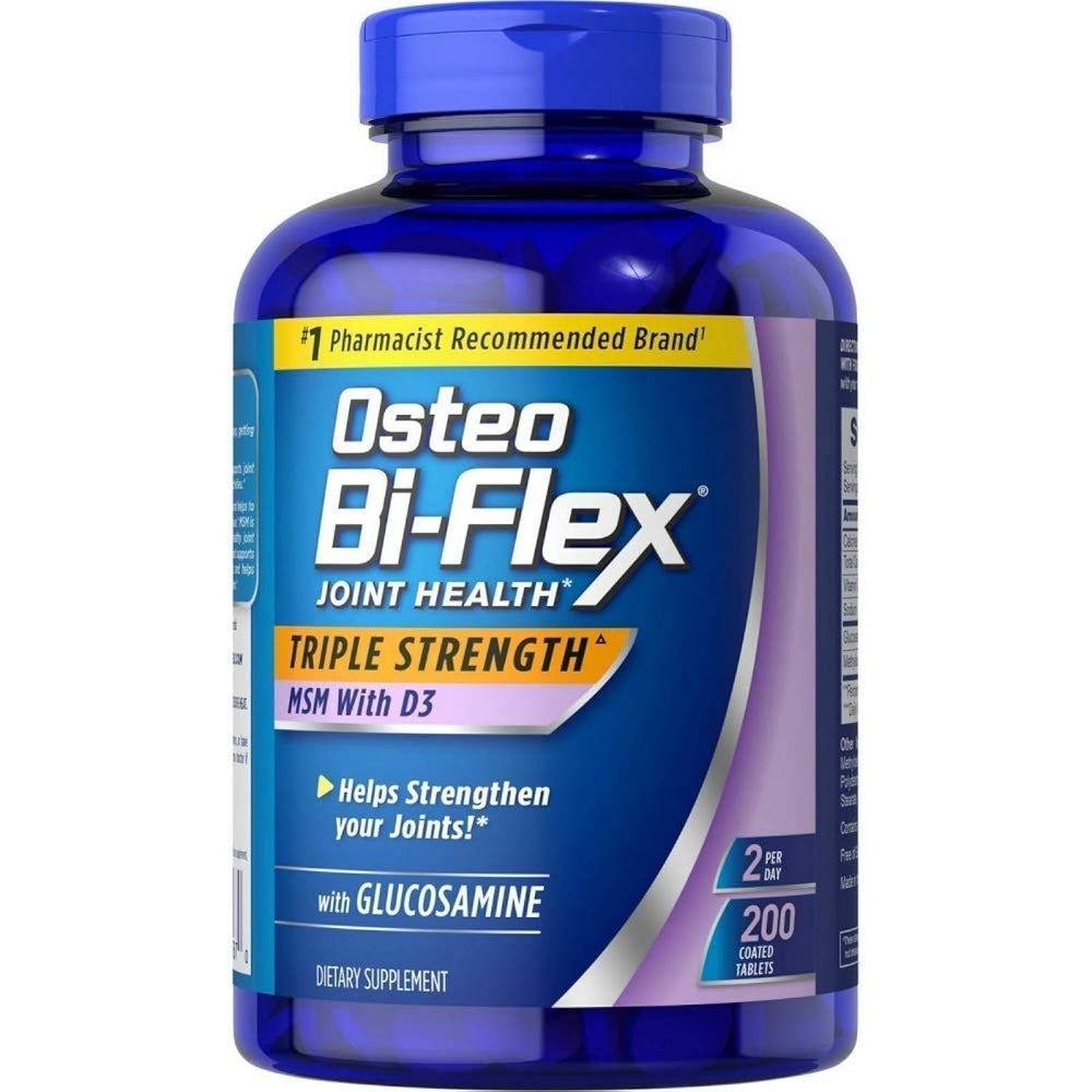 Osteo Bi-Flex Triple Strength Glucosamine 1500 mg, MSM 1500 mg with Vitamin D3 1000 UI tablets – 200-count bottle