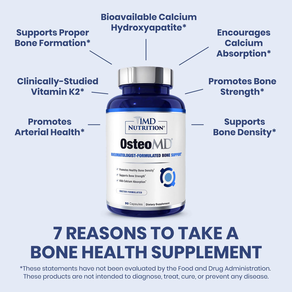 OsteoMD bottle back view showing supplement facts