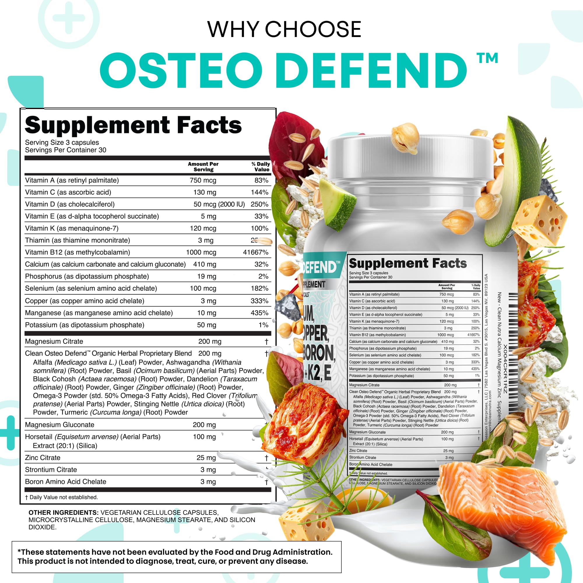 Herbs like red clover, nettle and basil in Osteo Defend