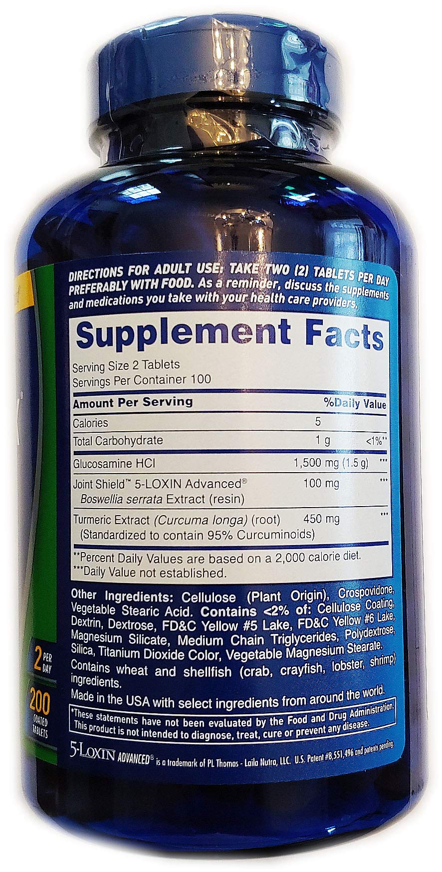 Close-up of Osteo Bi-Flex Turmeric Curcumin tablets