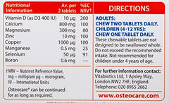 Nutrition information for Osteocare Chewable 30 tablets