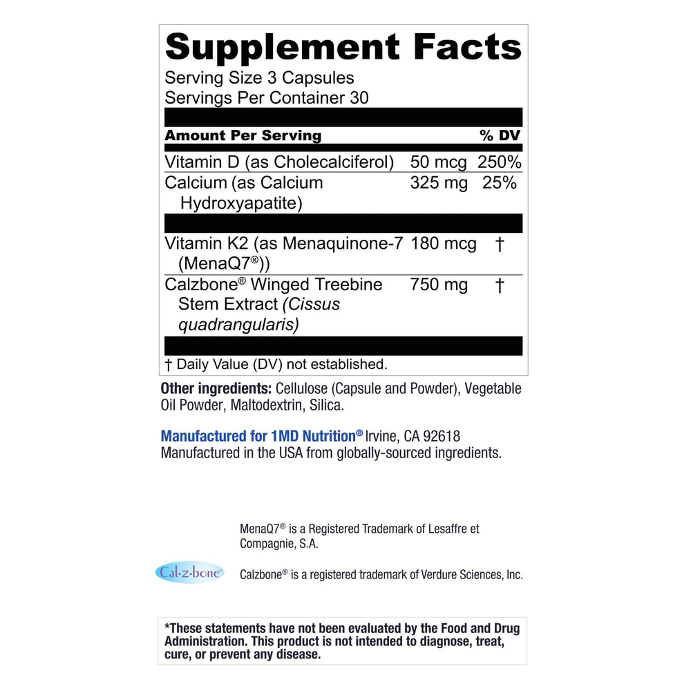 90-capsule bottle of OsteoMD with product details