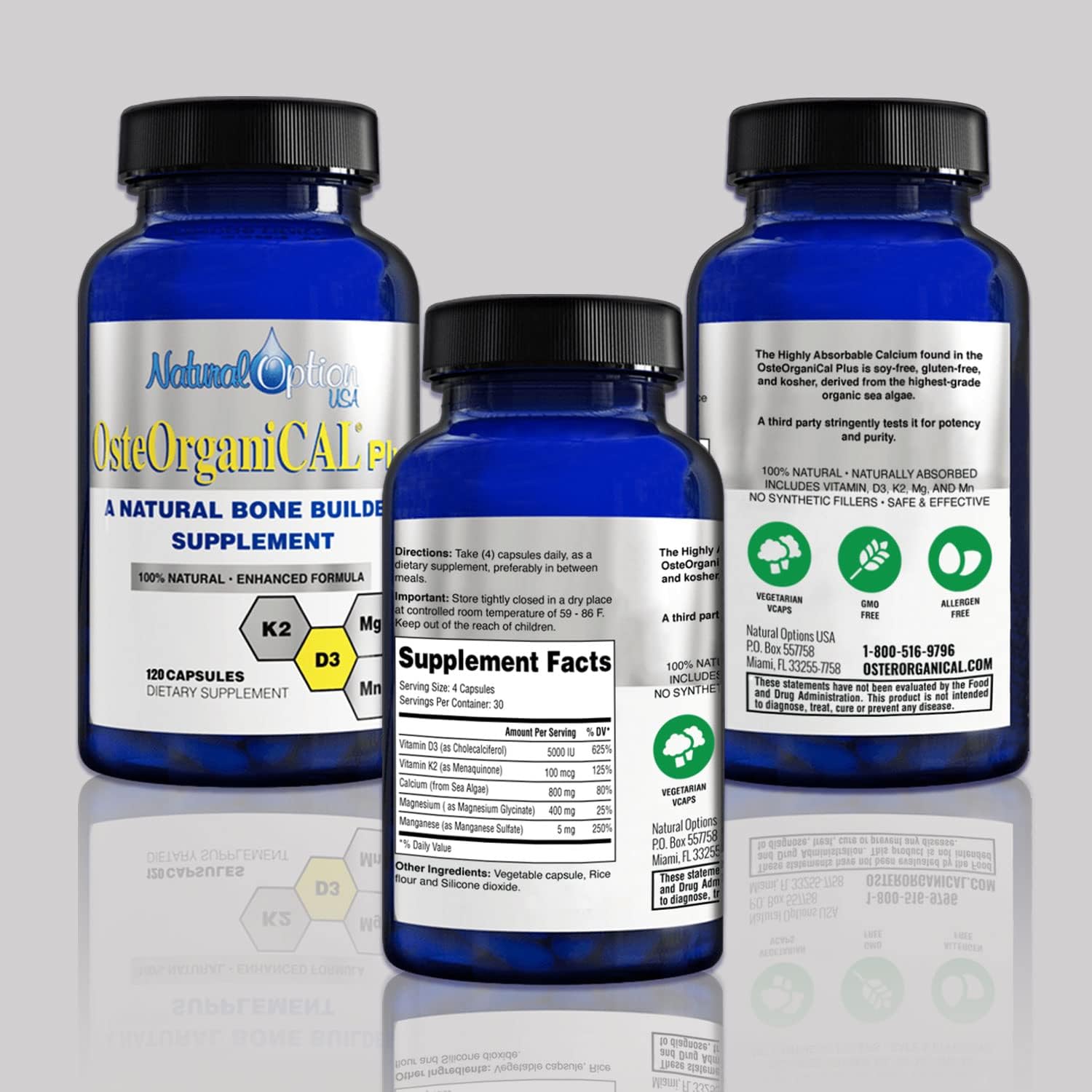 Ingredients list for OsteOrganical Plus calcium supplement