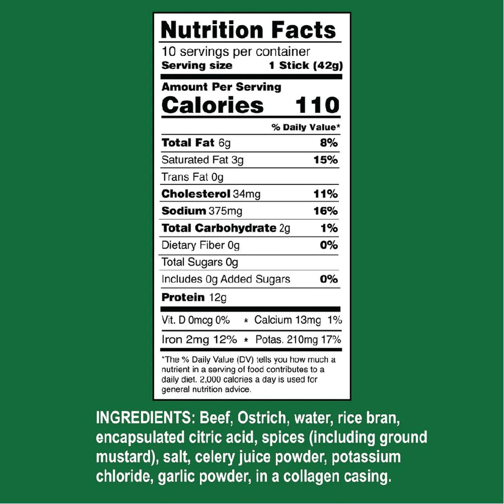 Ostrim Original nutrition panel close-up highlighting protein and macros.