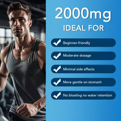 Nutrition facts showing 2000mg Creatine HCL per serving