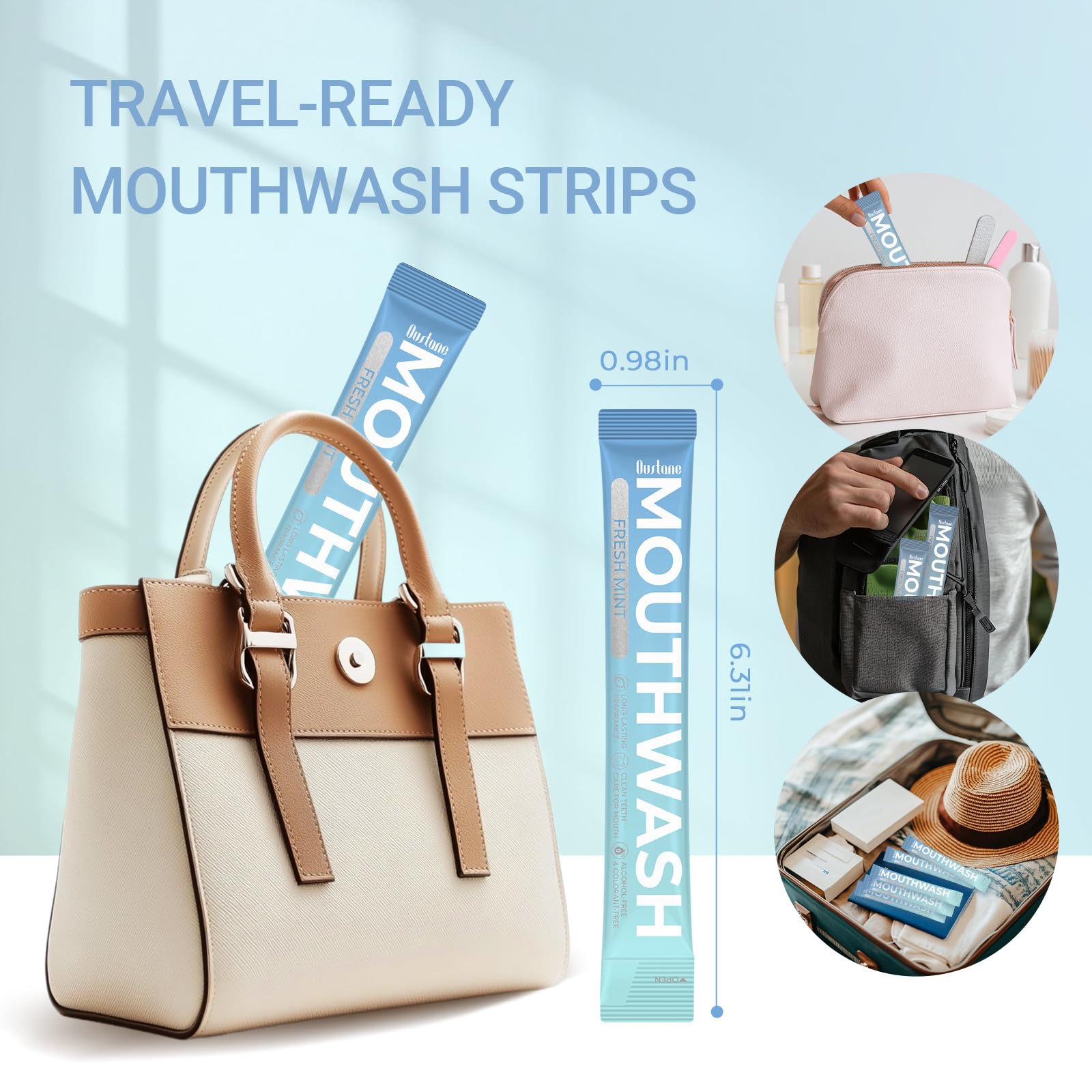 Travel-friendly single-serve mouthwash packets for portability