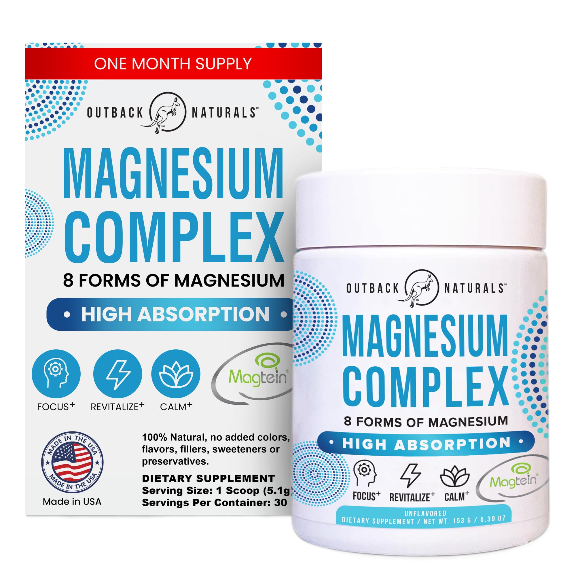 Outback Naturals Magnesium Complex Powder – 8 types including Magtein L-Threonate